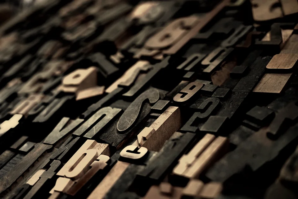 Vintage metal and wooden printing type