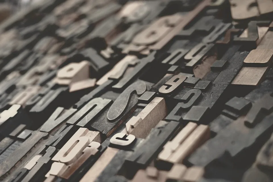 Vintage metal and wooden printing type